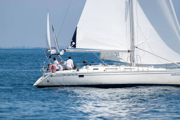 Kavala Grecia Mayo 2019 Saling Yates Durante Regata Mar Mediterráneo — Foto de Stock