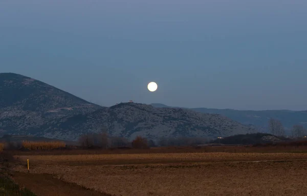 Landscape Mountains Full Moon — Stock Photo, Image