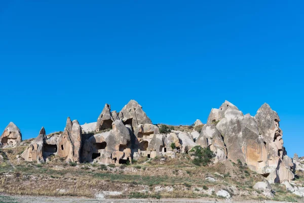 Antiche Pietre Vulcaniche Con Grotte Buchi Cappadocia Turchia — Foto Stock