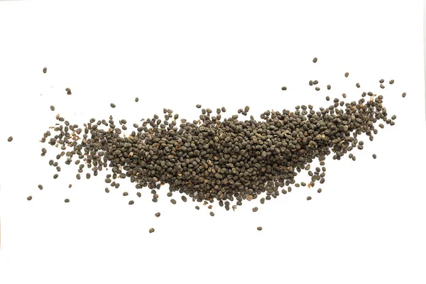 Babchi suche całe nasiona izolowane na białym tle. Koncepcja bakuchiolu. Wzór wzoru. — Zdjęcie stockowe