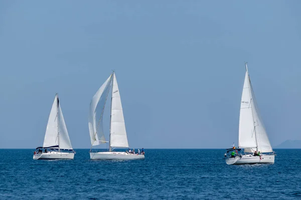 Kavala Grecja Maja 2019 Saling Jachtów Podczas Regat Morzu Śródziemnym — Zdjęcie stockowe