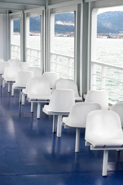 Sillas Blancas Crucero Mar — Foto de Stock