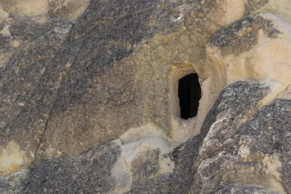 Antiguas Piedras Volcánicas Con Cuevas Agujeros Capadocia Turquía —  Fotos de Stock