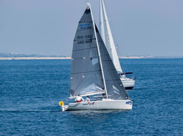 Kavala Grecia Mayo 2019 Saling Yates Durante Regata Mar Mediterráneo — Foto de Stock