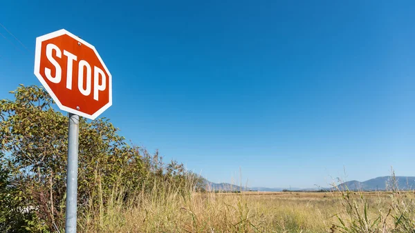 Stoppschild Feld Stockbild