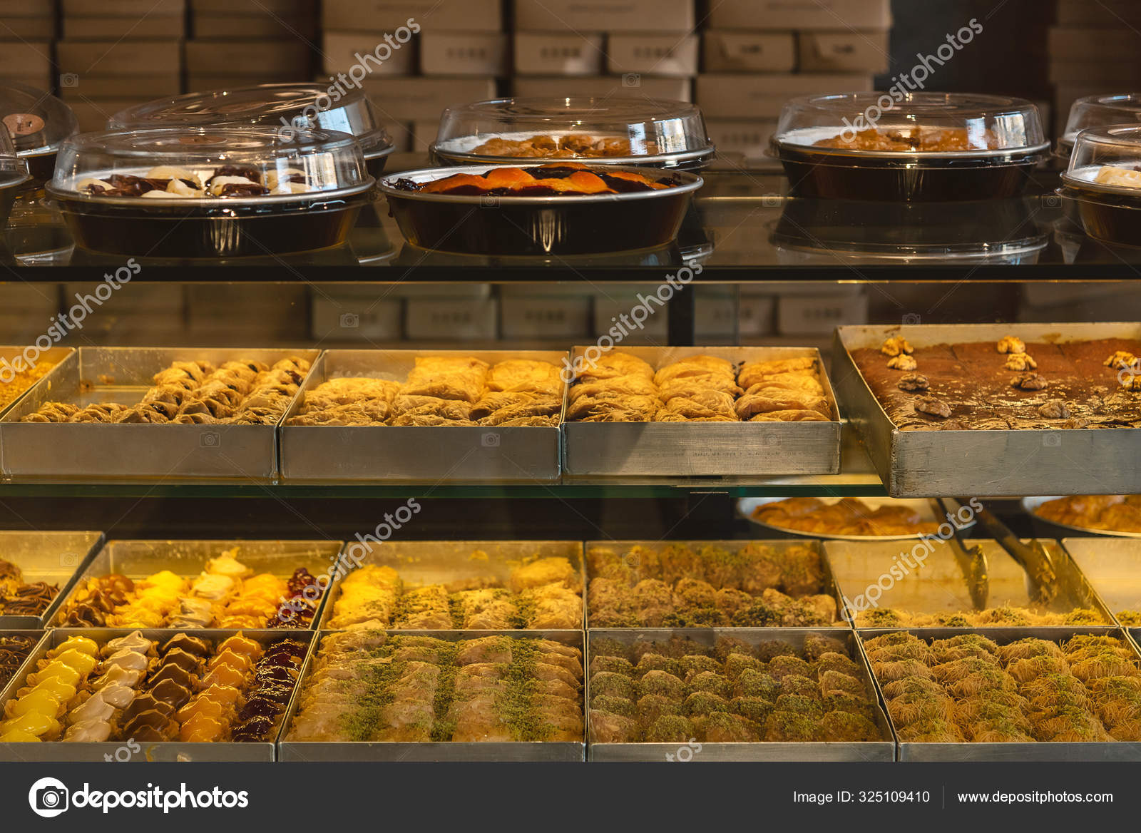 Assortment Greek Patisserie Vitrine Stock Photo by ©22ImagesStudio