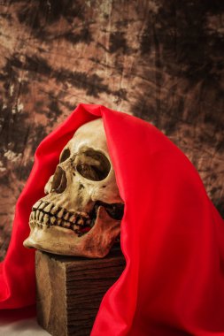 Natürmort elma ile kafatası adamla 