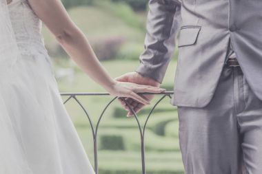 Damat ve gelin bir arada. Düğün çifti 