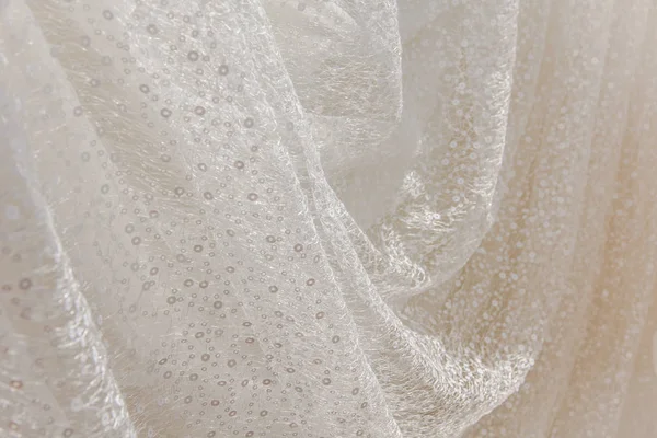 Detalhes do vestido de noiva tecido e belo bordado weddi — Fotografia de Stock