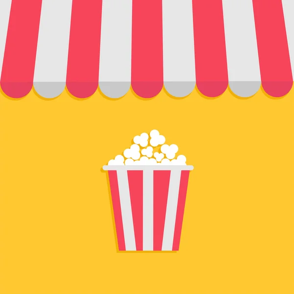 Striped store awning for shop and popcorn — Stock Vector