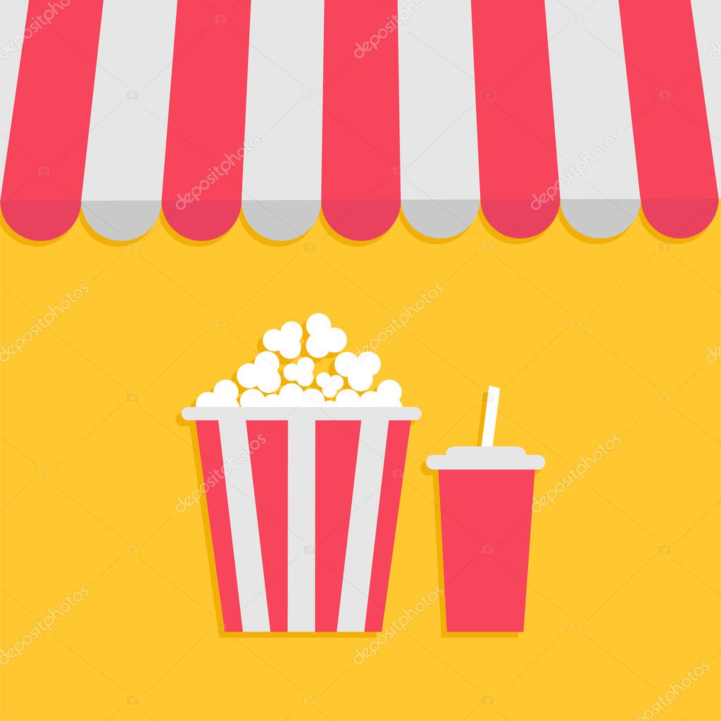 Popcorn and soda with straw