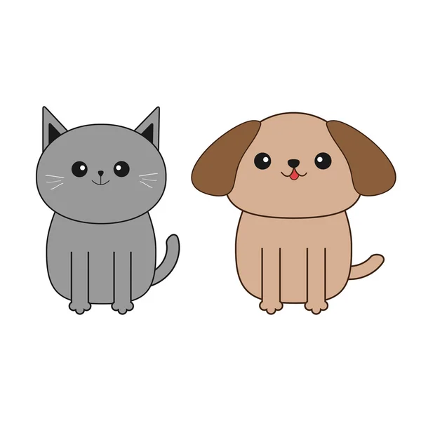 Cão e gato dos desenhos animados —  Vetores de Stock