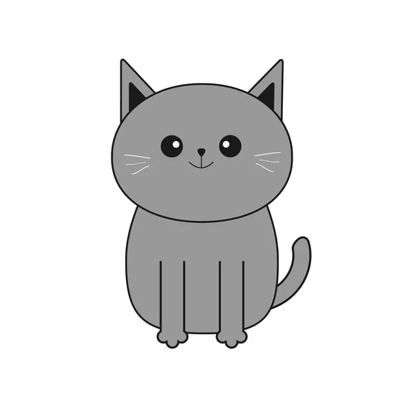 Cute gray cartoon cat — Stock Vector