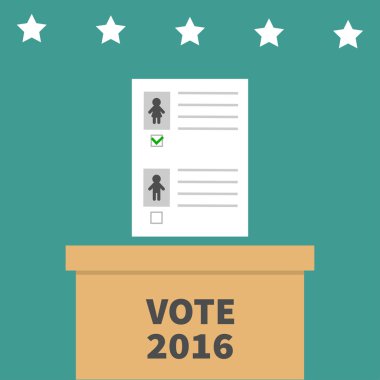 Voting box with Paper bulletin clipart