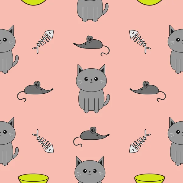 Gray cartoon cats — Stock Vector