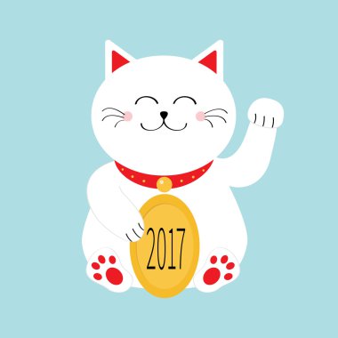 New Year card with Lucky cat  clipart