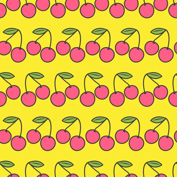 绿色的叶子的粉色樱桃 — 图库矢量图片