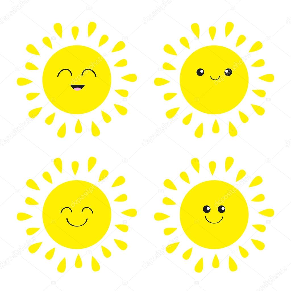 Sun shining icons set