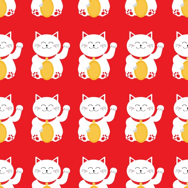 Lucky cats seamless pattern — Stock Vector