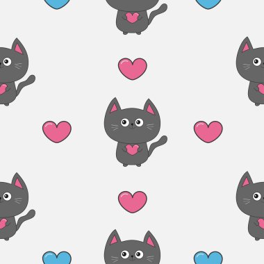 pembe kalpler desen ile kedi