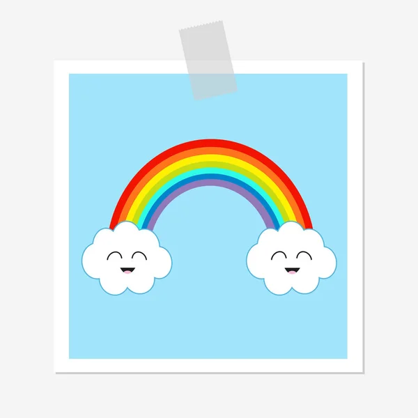 Rainbow i dwa białe chmury — Wektor stockowy