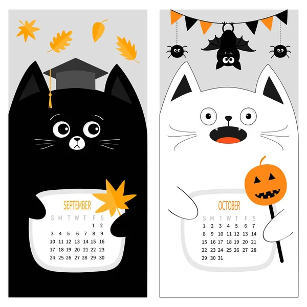 Calendar with cats and autumn months — Stock Vector