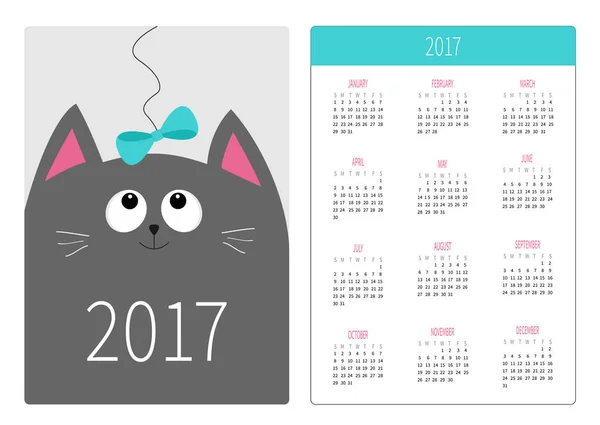 Calendário de bolso 2017 ano — Vetor de Stock