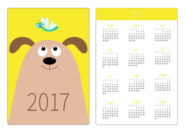 Ημερολόγιο τσέπης έτος 2017 — Διανυσματικό Αρχείο