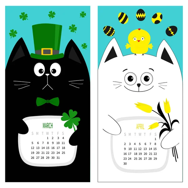 Calendario de gatos 2017 — Vector de stock