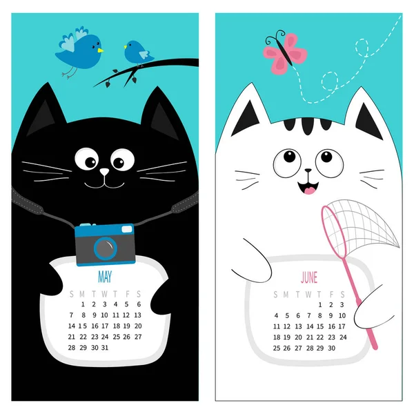 Calendário do gato 2017 — Vetor de Stock