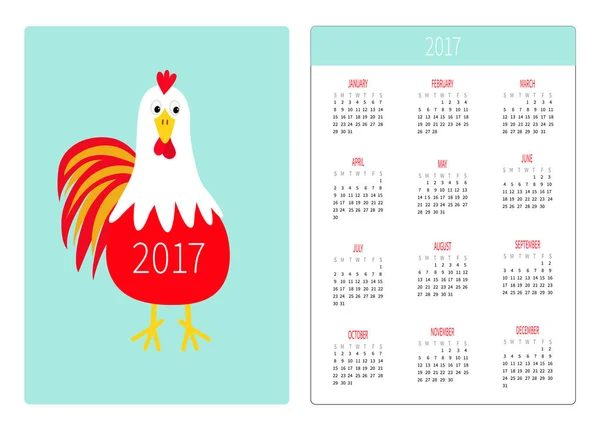 Taschenkalender 2017 Jahr mit Hahn — Stockvektor