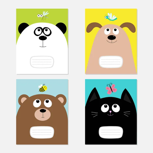 Bebê animais notebook capa set — Vetor de Stock