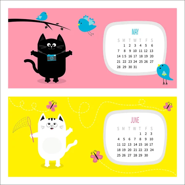 Cat calendar for 2017 months — Stock Vector