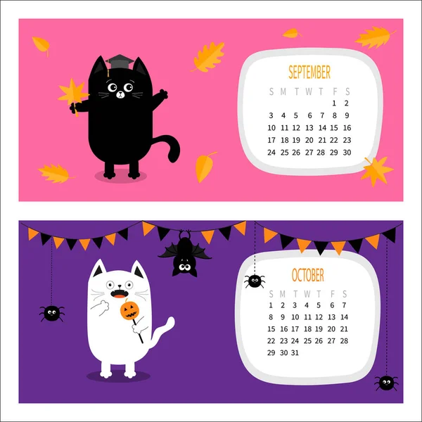 Cat calendar for 2017 months — Stock Vector