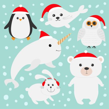 Noel Baba şapkaları kutup kutup hayvanları
