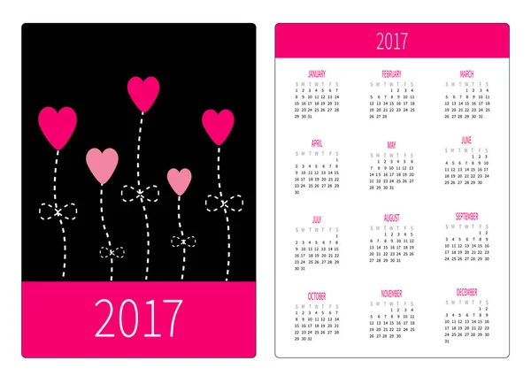 Lommekalender 2017 år . – stockvektor
