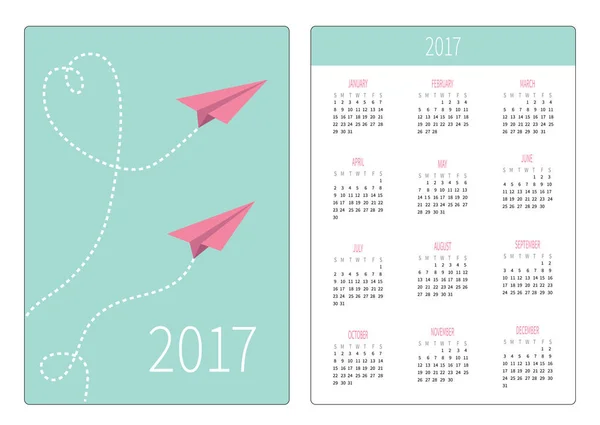 Calendrier de poche 2017 année . — Image vectorielle