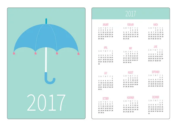 Kalendarz kieszonkowy 2017 roku. — Wektor stockowy