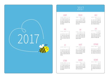  Arı ile 2017 yılın Takvim 