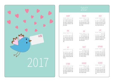  kuş ile 2017 yılın Takvim