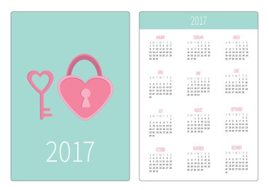  kilit ve anahtar 2017 yılın Takvim