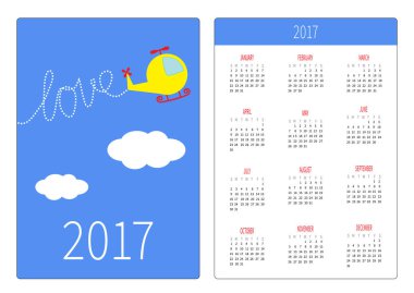  Helikopter ile 2017 yılın Takvim 