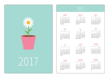  çiçek ile 2017 yılın Takvim 