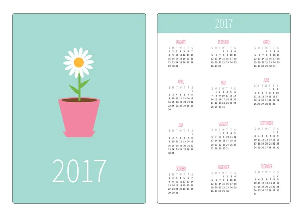 Kalender des Jahres 2017 mit Blume — Stockvektor