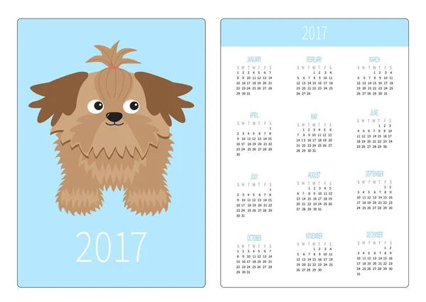 Calendario de 2017 año con perro — Archivo Imágenes Vectoriales