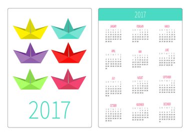 Kağıt gemi kümesi ile takvim