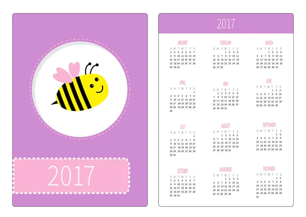 蜂草原バンブルビーとカレンダー — ストックベクタ