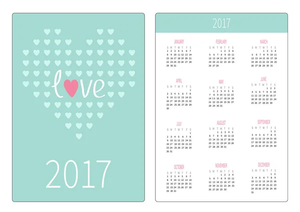 Calendrier de poche avec coeur — Image vectorielle