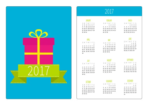 Kalendarz kieszonkowy z Gift box — Wektor stockowy