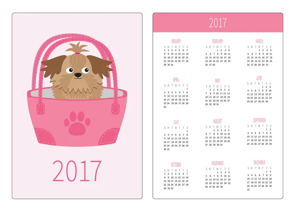 Calendario con perro Little tan Shih Tzu — Archivo Imágenes Vectoriales